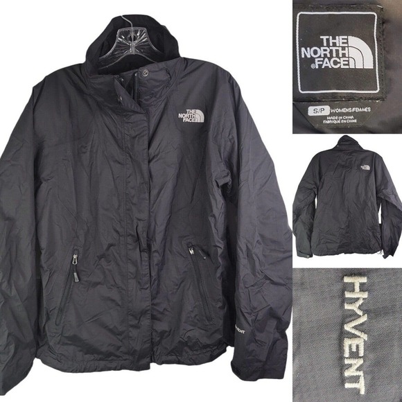 The North Face Womens Small Hyvent Jacket Shell Hiking Outdoors Black No Hood - Picture 1 of 11